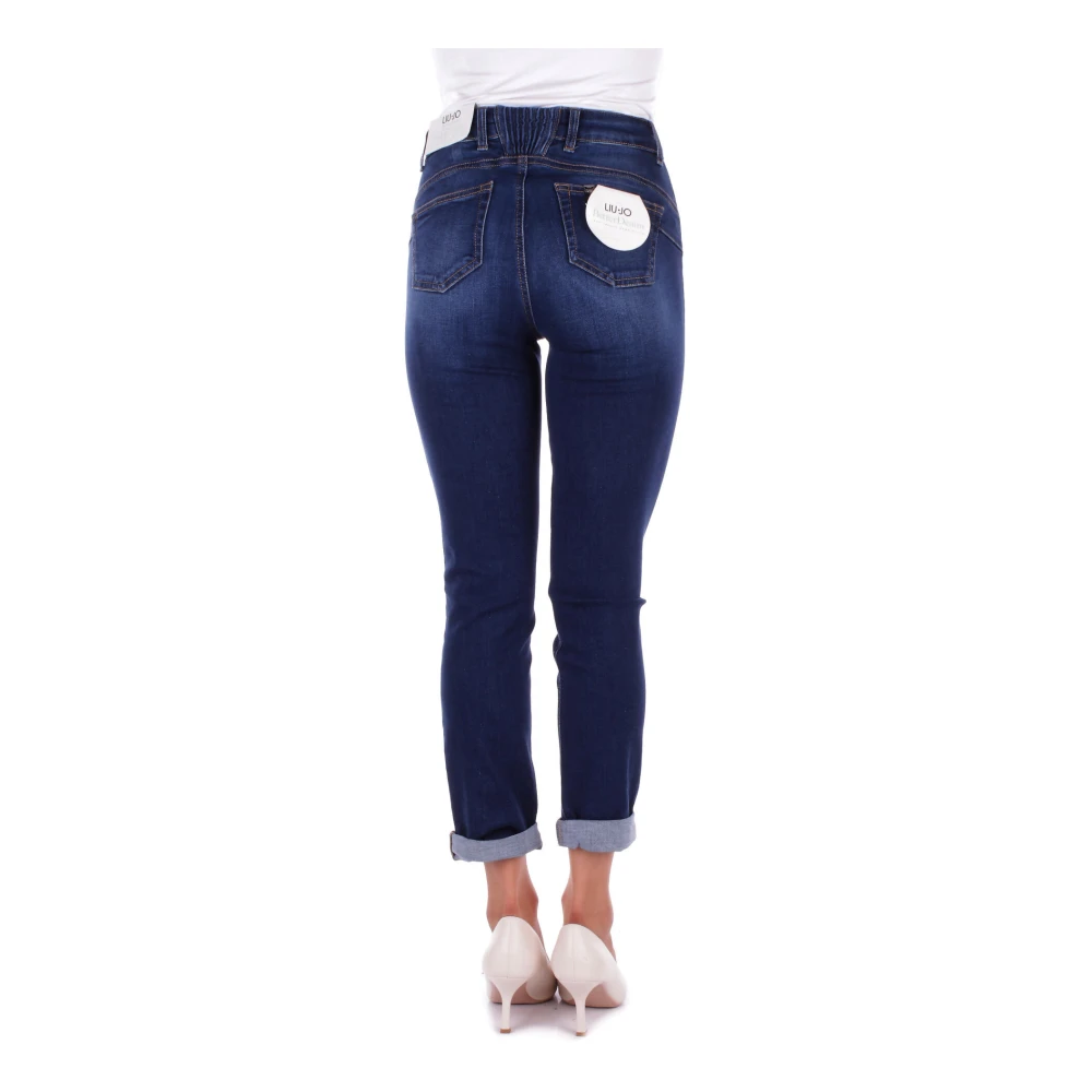Liu Jo Blauwe Logo Jeans Rits Sluiting Blue Dames