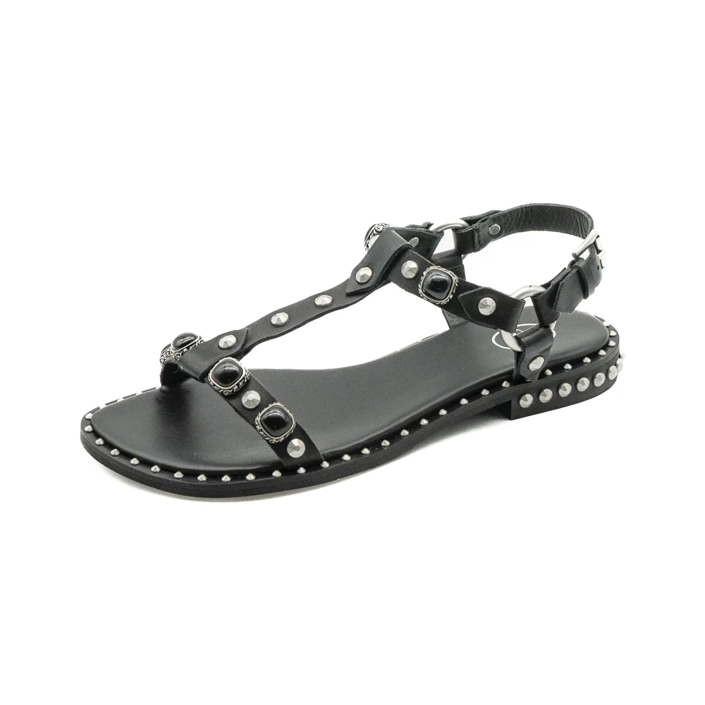 Ash Black Flat Sandals, Female, 7 Uk, Podium Open-Toe Sandal