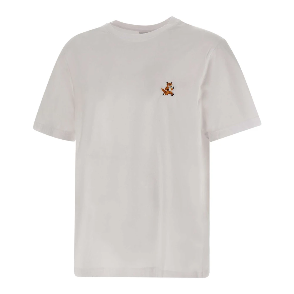 Maison Kitsuné Fox Logo Wit Katoenen T-shirt White Heren