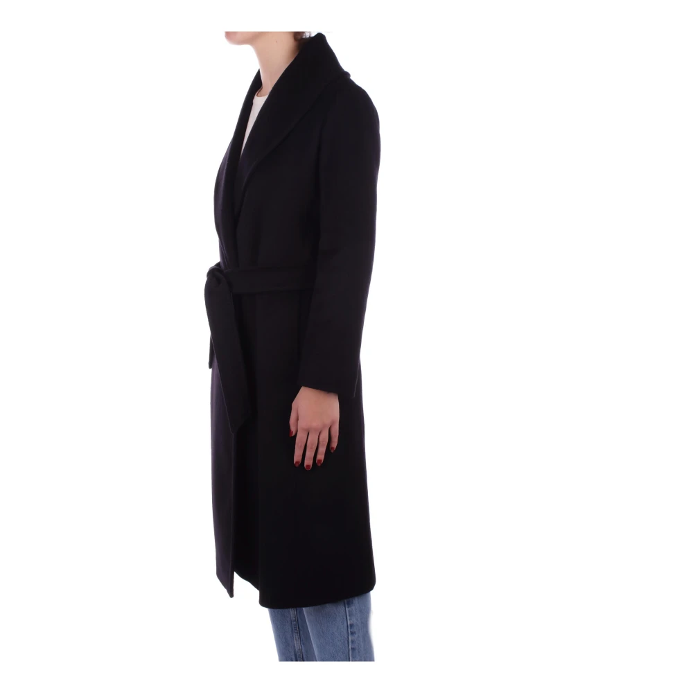 Max Mara Zwarte wollen jas met afneembare riem Black Dames
