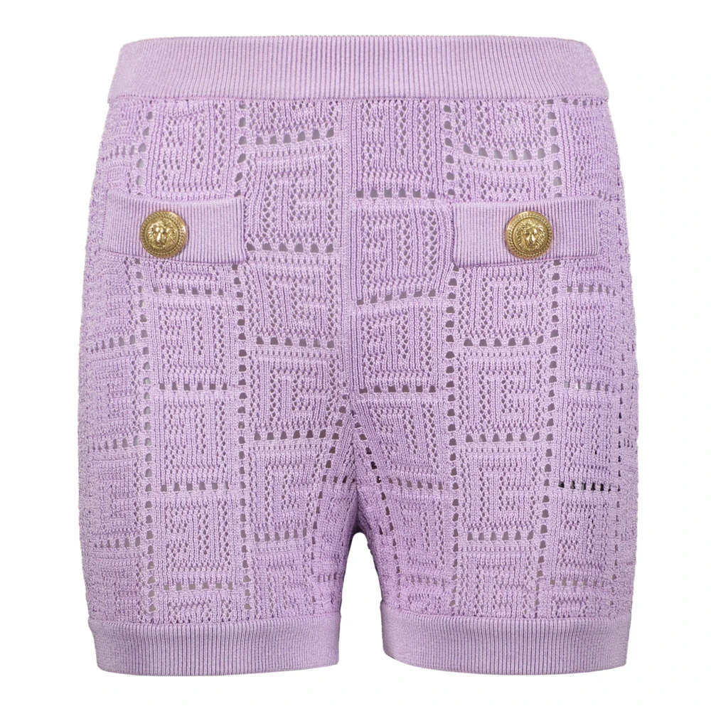 Balmain Gebreide Knoop Shorts Purple Dames