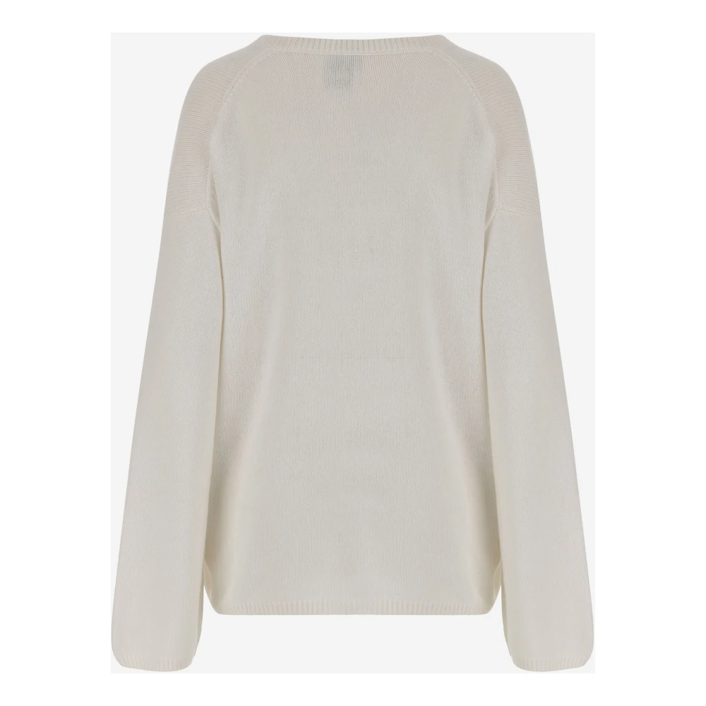 allude Katoenen Kasjmier V-hals gebreide trui White Dames