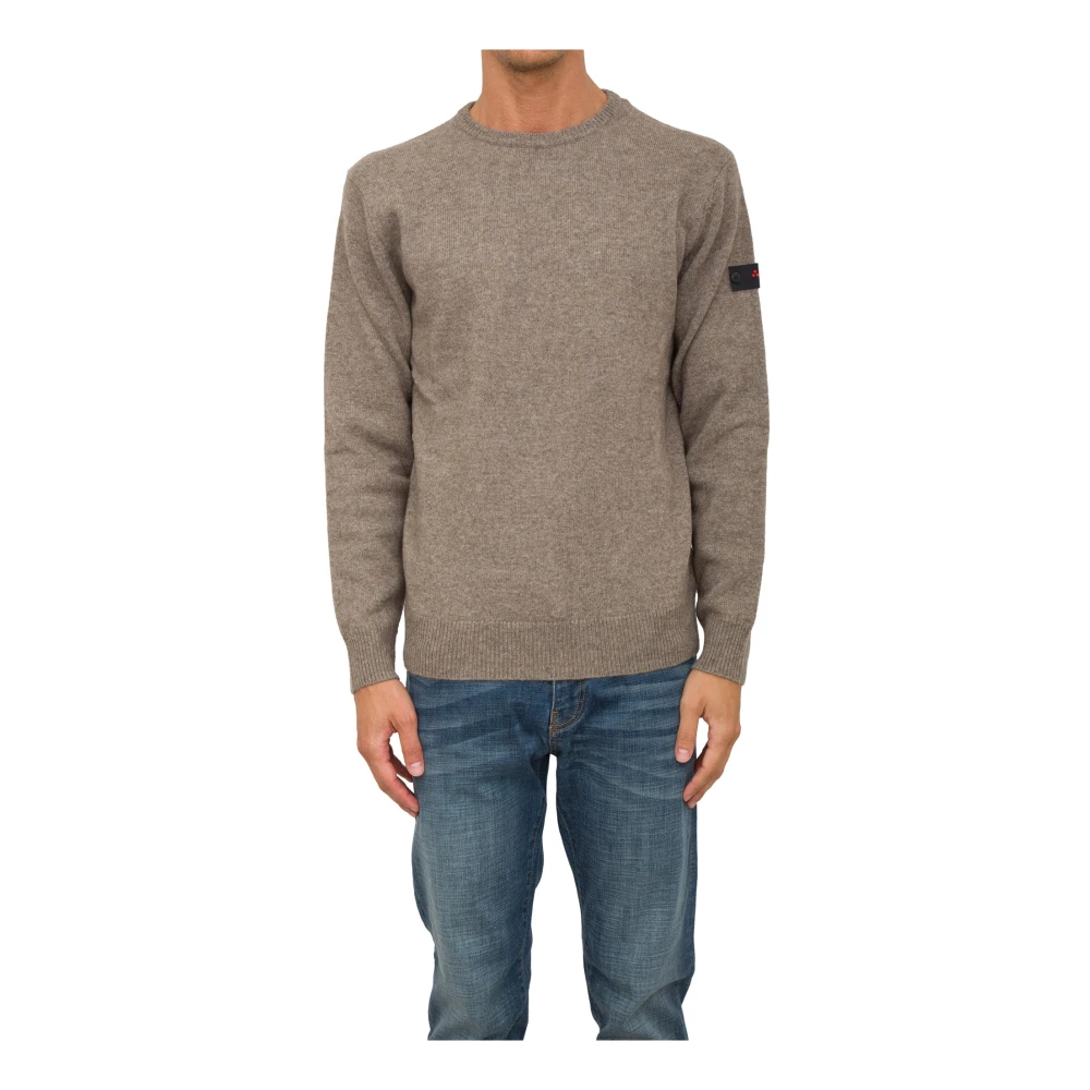 Peuterey Gebreide Taupe Sweater met Logopatch Beige Heren