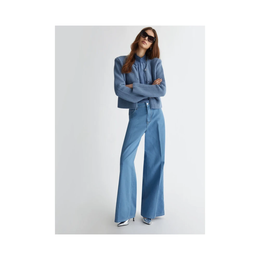 Liu Jo Gebreide Cardigan in Array Stijl Blue Dames