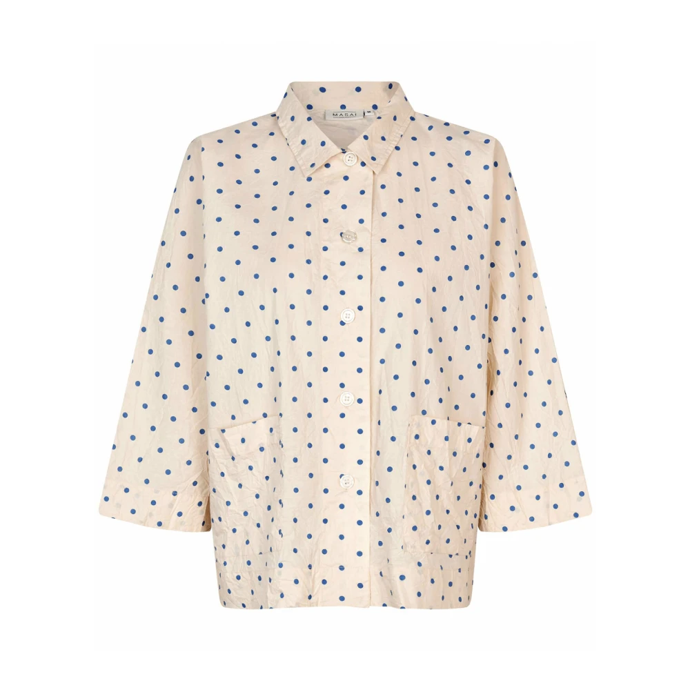 Masai Polkadot blouse met 3 4 mouwen Beige Dames