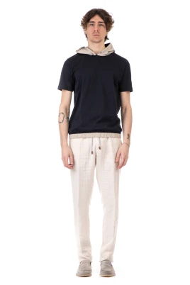 Bimaterial Hooded T-shirt