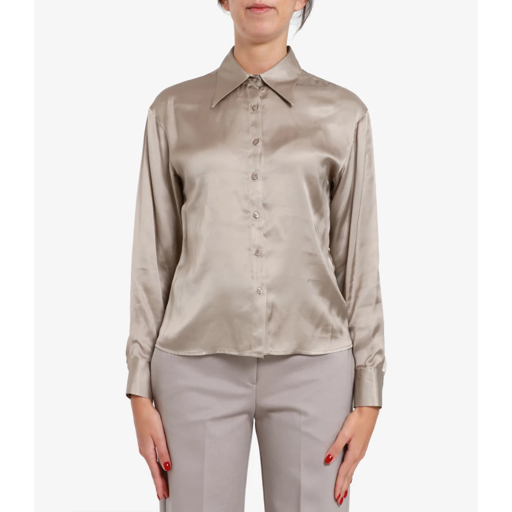 Kaos Satin Duifgrijs Overhemd Beige Dames