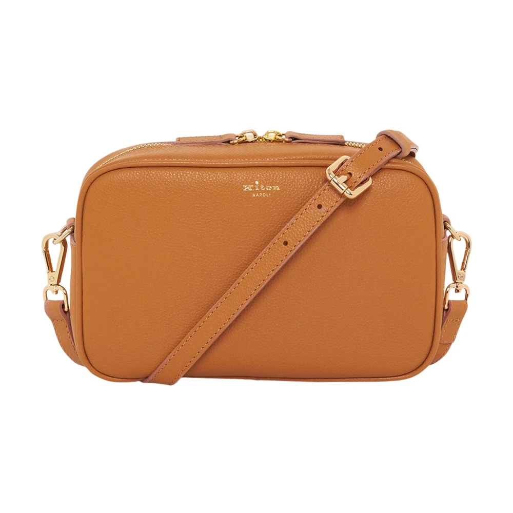 Kiton Kameelkalfsleren Crossbody Mini Tas Brown Dames