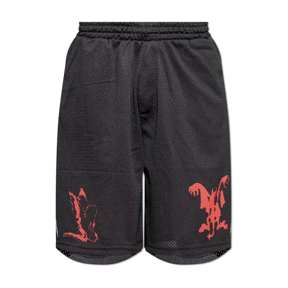 44 Label Group Men's Black Casual Shorts, M, Perforated Shorts
