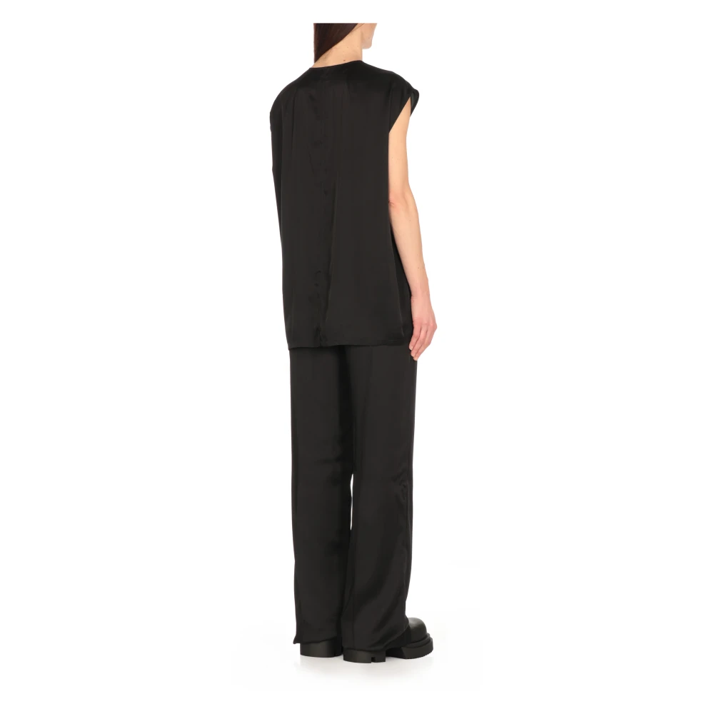 Rick Owens Zwarte V-hals mouwloze top Black Dames