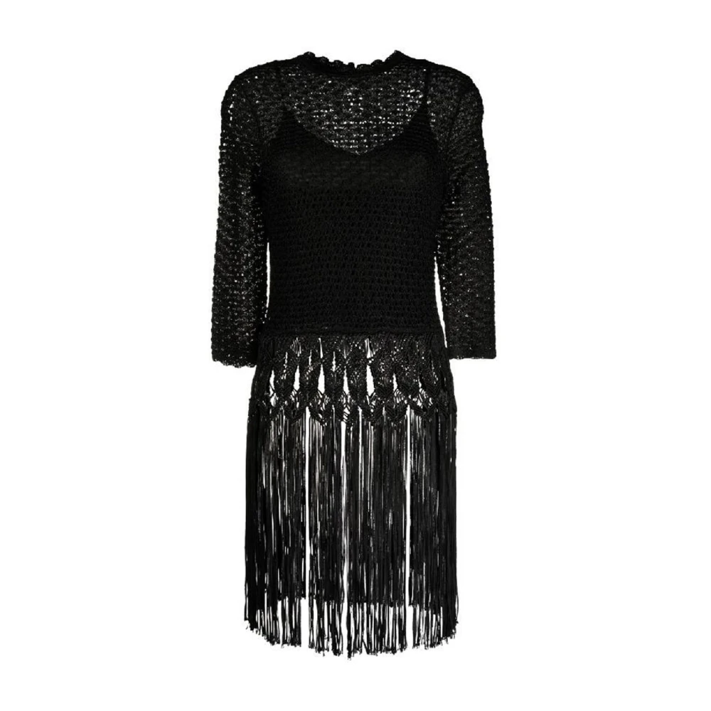 Zimmermann Gebreide Fringe Trui Vrouwen Ronde Hals Black Dames