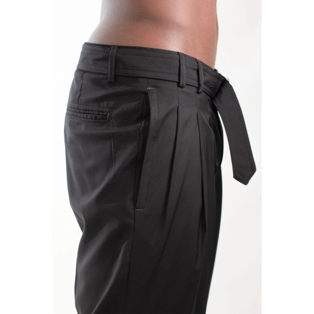 Costumein 3-Pleats Riem Broek Black Heren