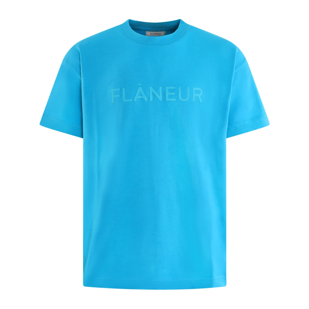 FLÂNEUR Tonal Logo Blå T-shirt Blue, Herr