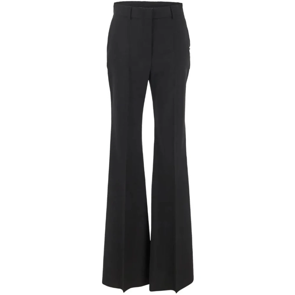SPORTMAX Zwarte Wollen Hoge Taille Broek Black Dames