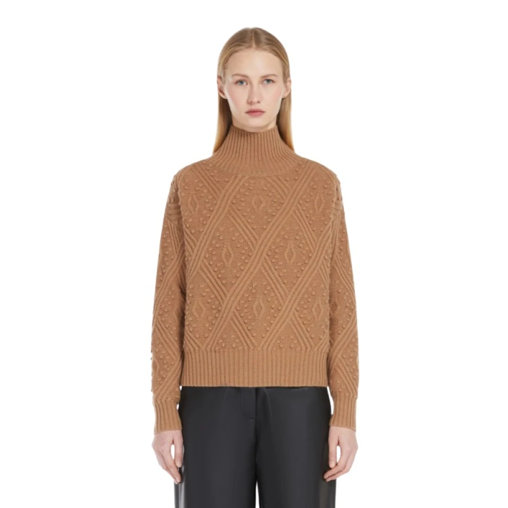 Max Mara Argyle Cashmere Blend Sweater Brown Dames