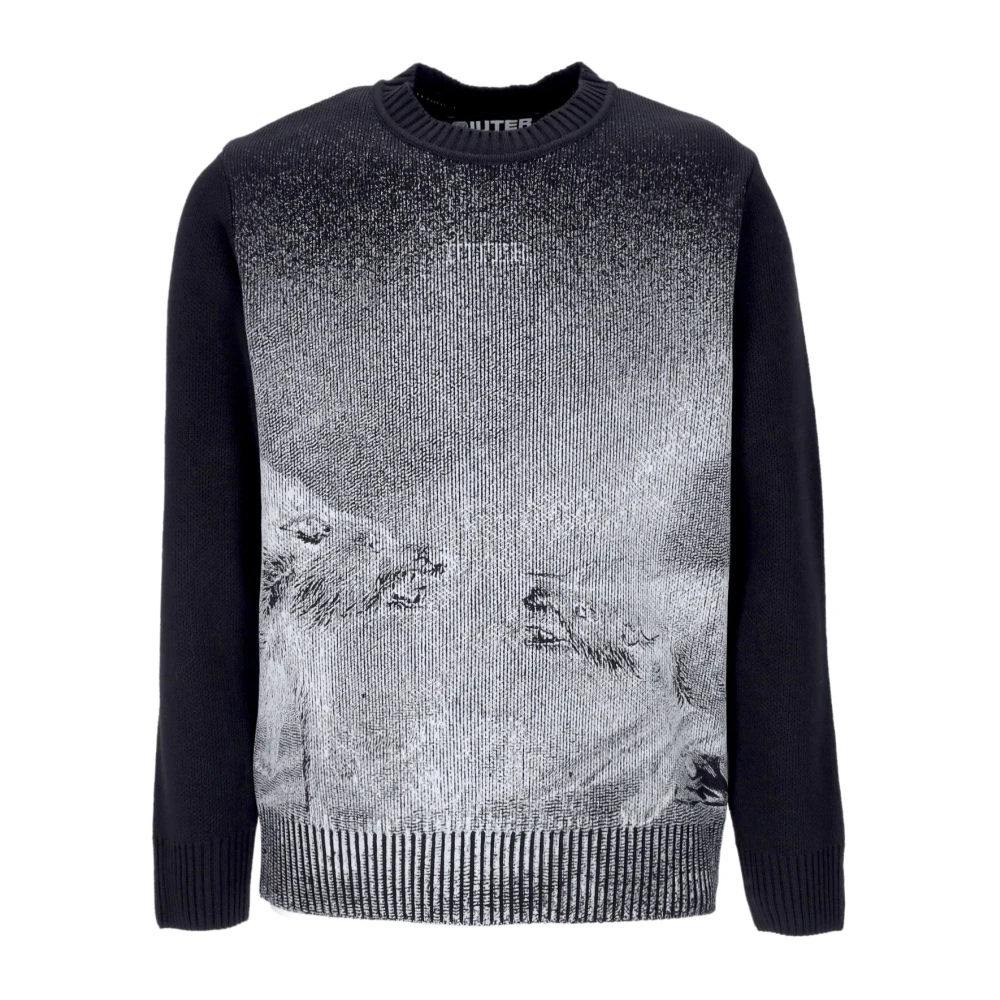 Iuter Zwarte Crewneck Sweater met Geribbelde Details Black Heren