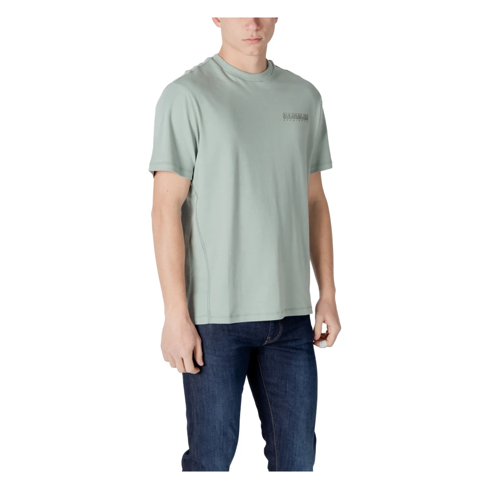 Napapijri Groene Bedrukte Katoenen T-shirt Ronde Hals Green Heren