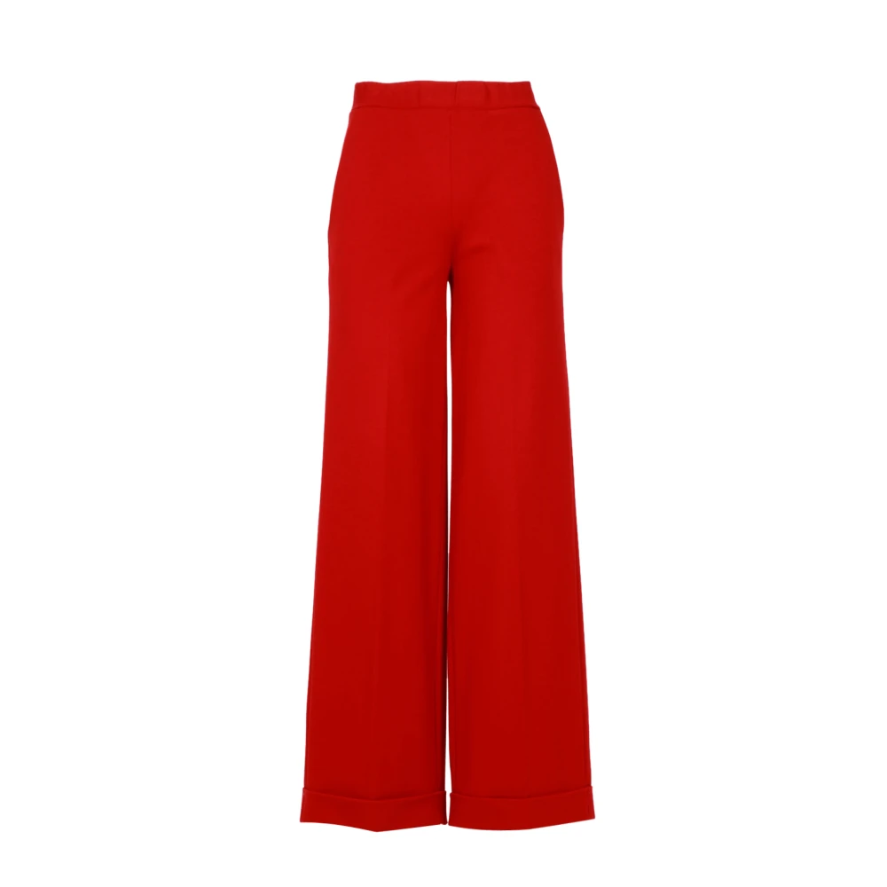Semicouture Rode Milan Steek Wijde Pijp Broek Red Dames