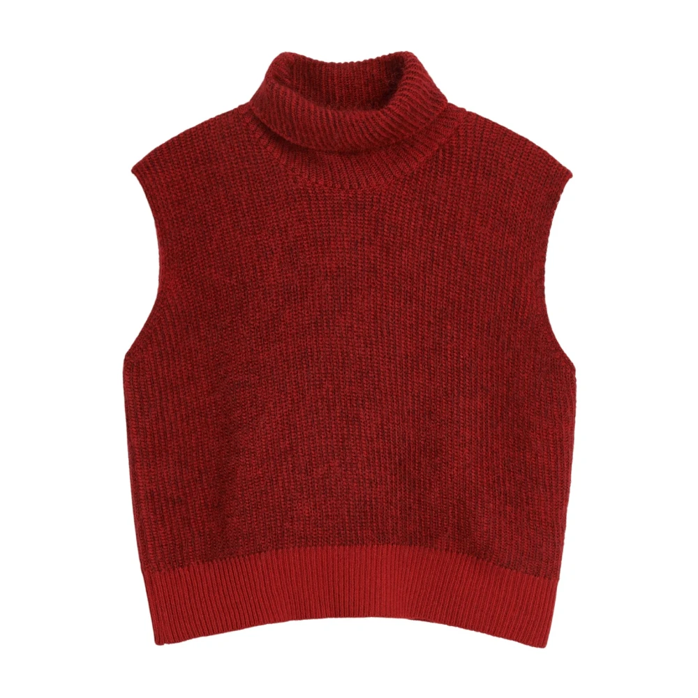 Soulland Hoge Hals Kasjmier Vest Red Dames