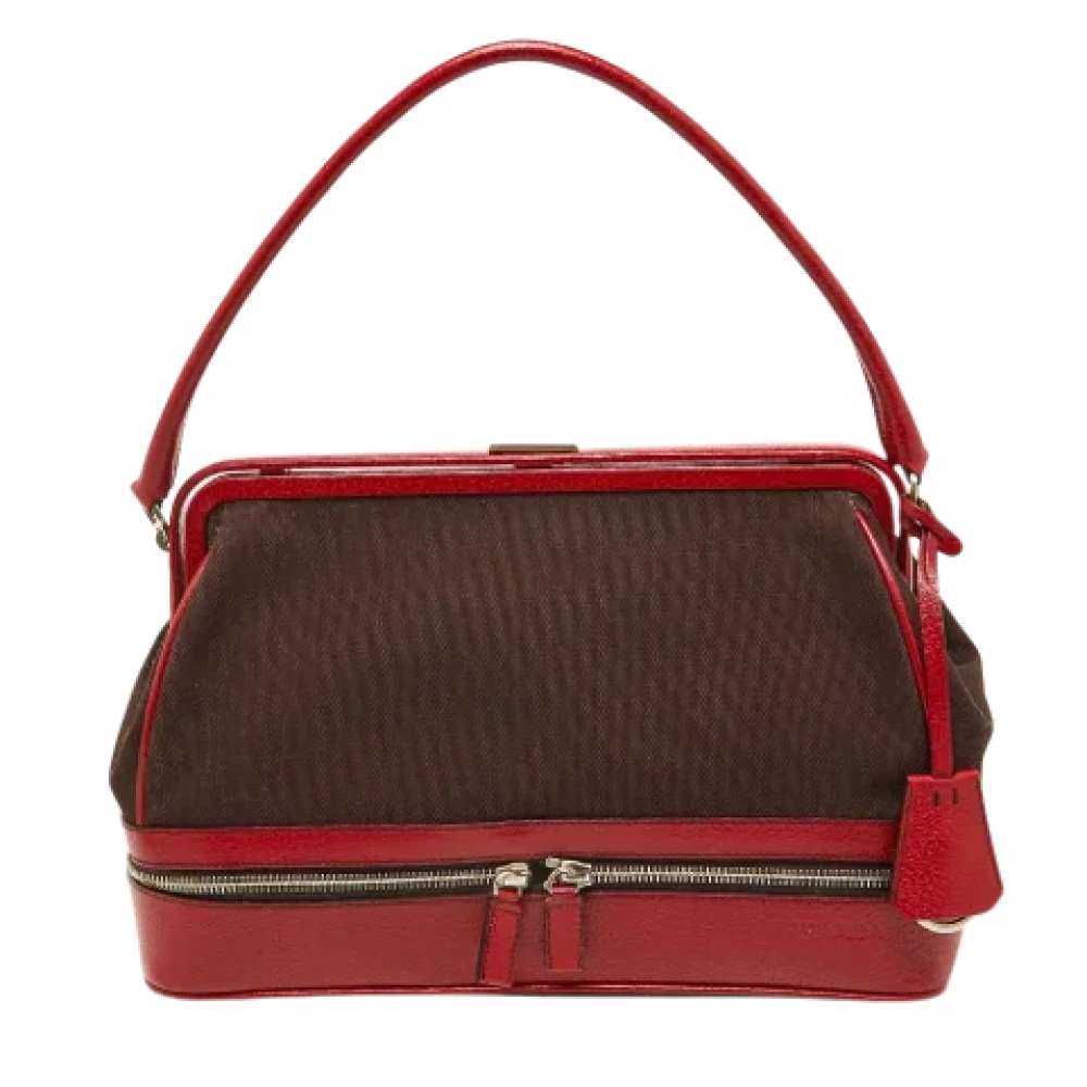 Prada Vintage Pre-owned Leather crossbody-bags Red Dames