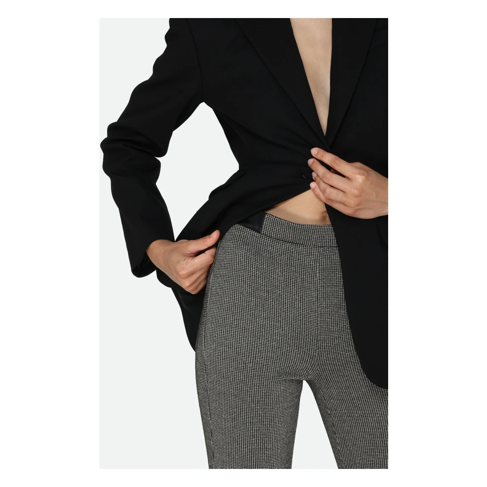 PATRIZIA PEPE Bruin en Zwart Geruite Elastische Broek Gray Dames