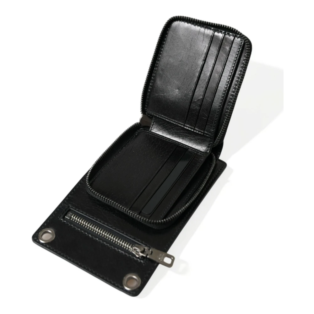 Dolce & Gabbana Zwarte leren portemonnee met band Black Heren