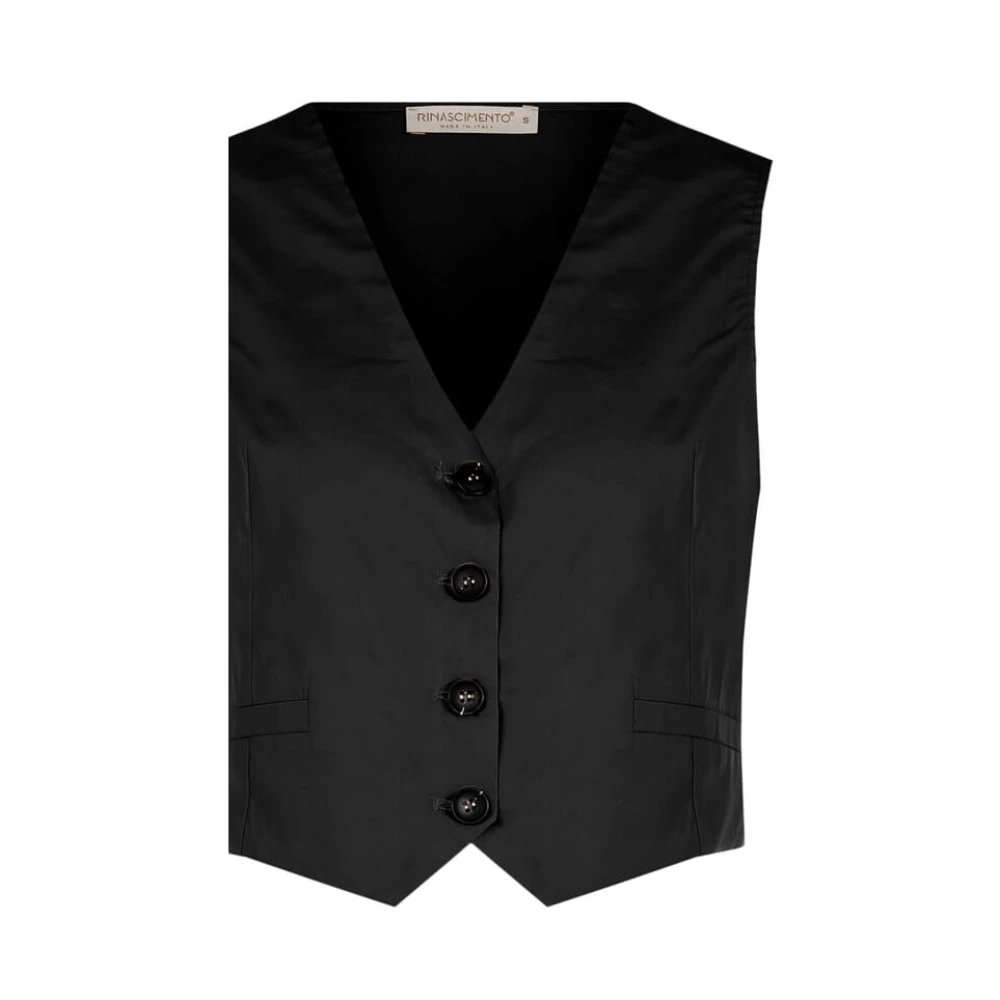 RINASCIMENTO Katoenen Vest Mouwloos V-hals Black Dames