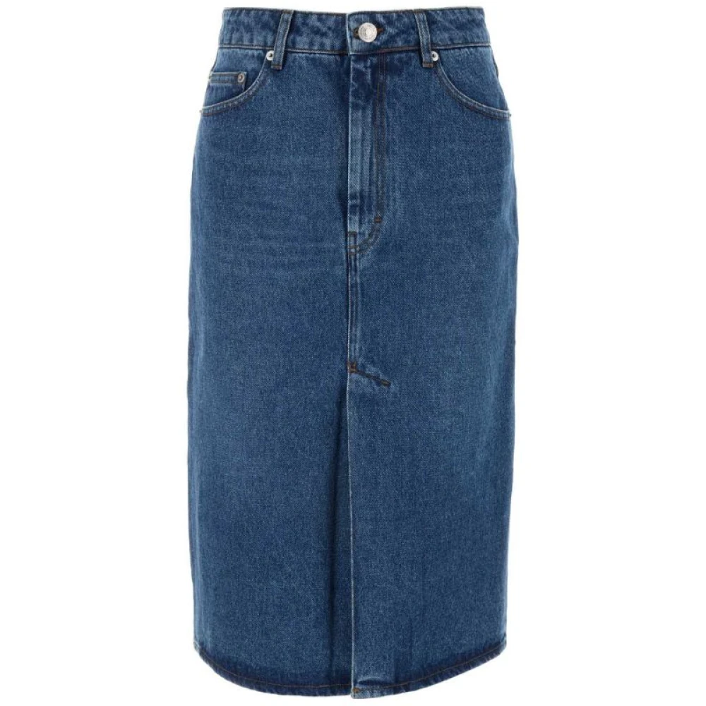 Ami Paris Denim Midi Rok Blue Dames