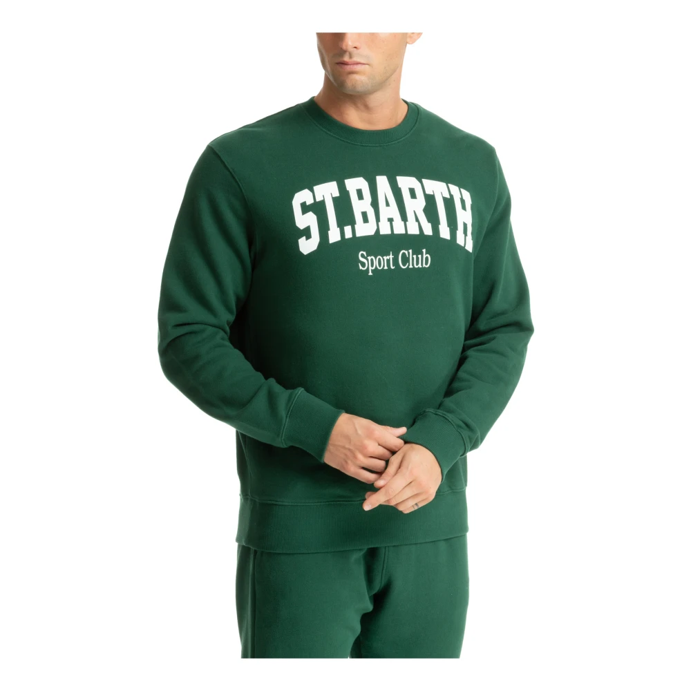 MC2 Saint Barth Gestreepte Logo Sweater Green Heren