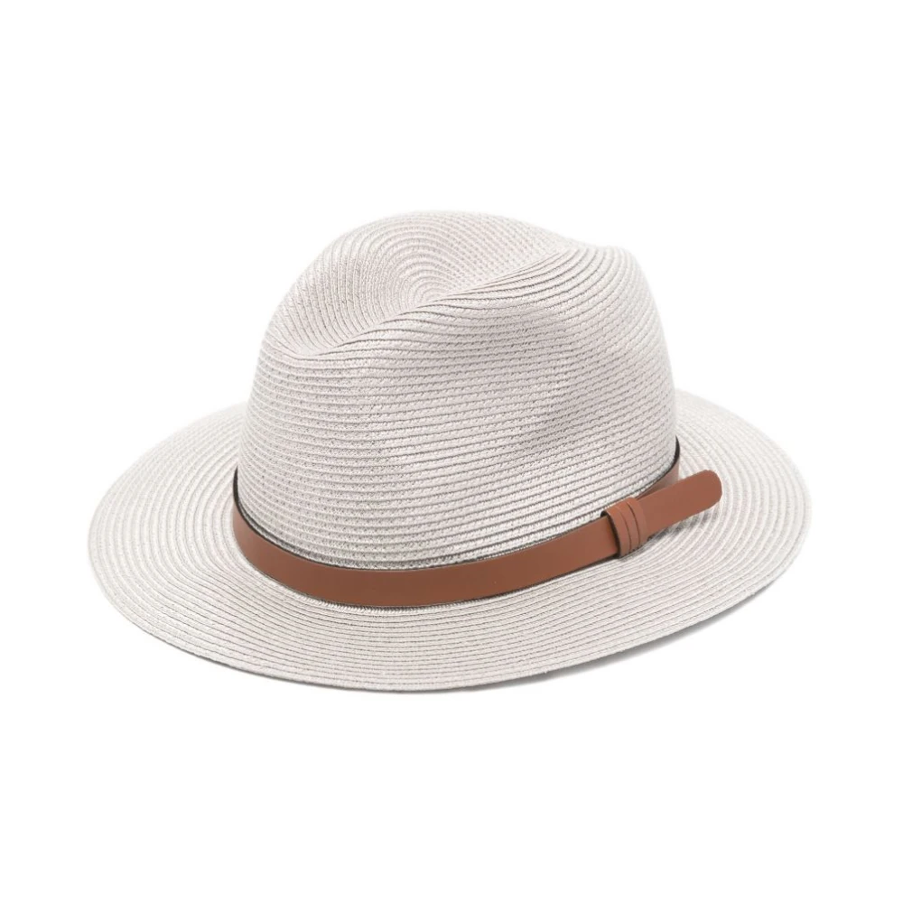 Emporio Armani Vrouw Grijs Woven Raffia Fedora Hat