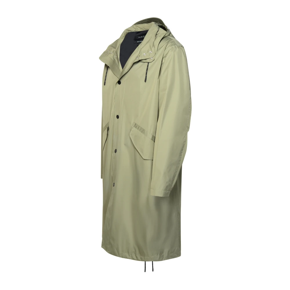 A.p.c. Licht Khaki Polyester Blend Parka Green Heren