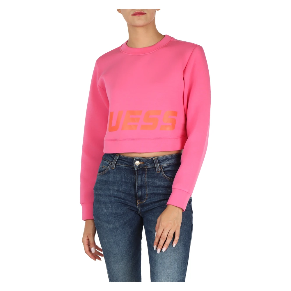 Guess Neopreen Viscose Sweatshirt met Logo Pink Dames