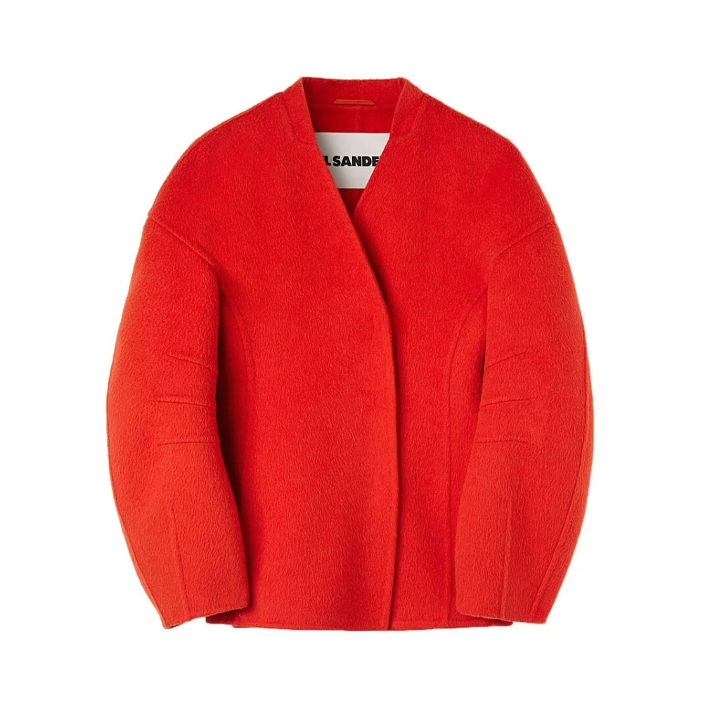 Jil Sander Rode Wollen Mix Oversized V-Hals Red Dames