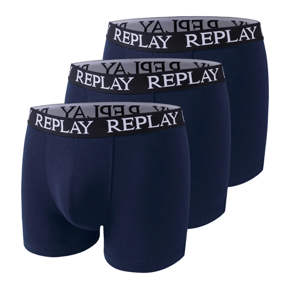 Replay Comfort Fit Trunks 3-Pack Blue Heren