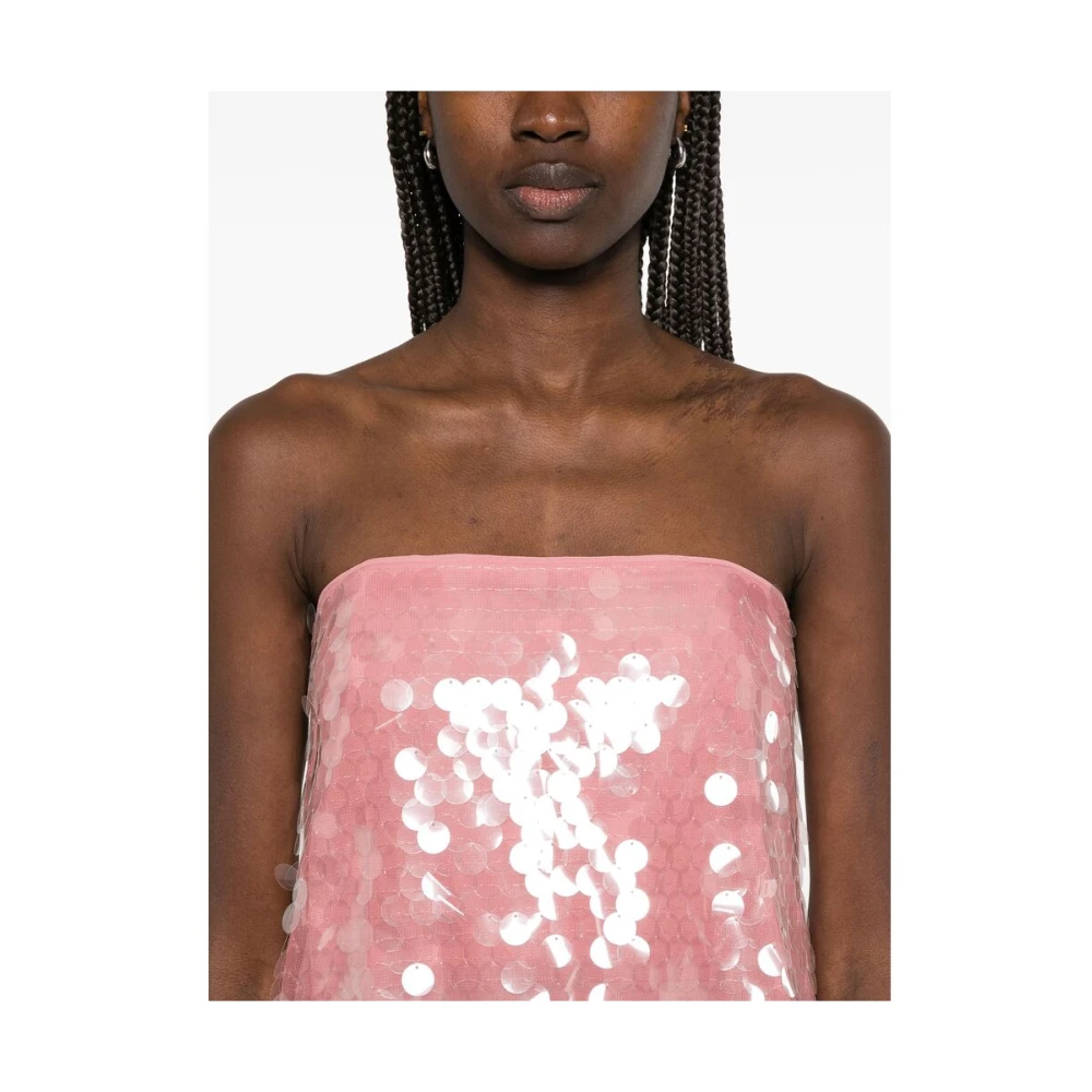 Staud Flamingo Roze Paillet Jurk met Achtersplit Pink Dames