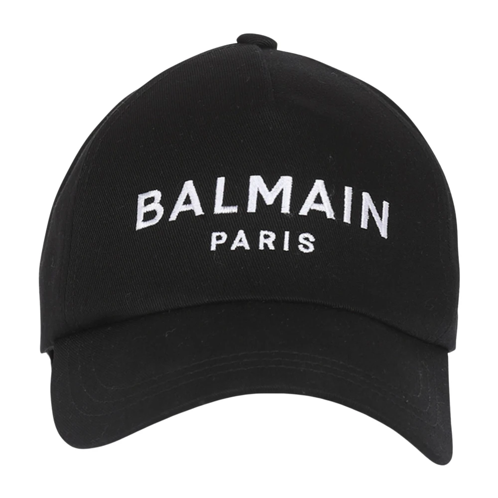 Balmain Katoenen pet met Parijs borduursel Black Heren