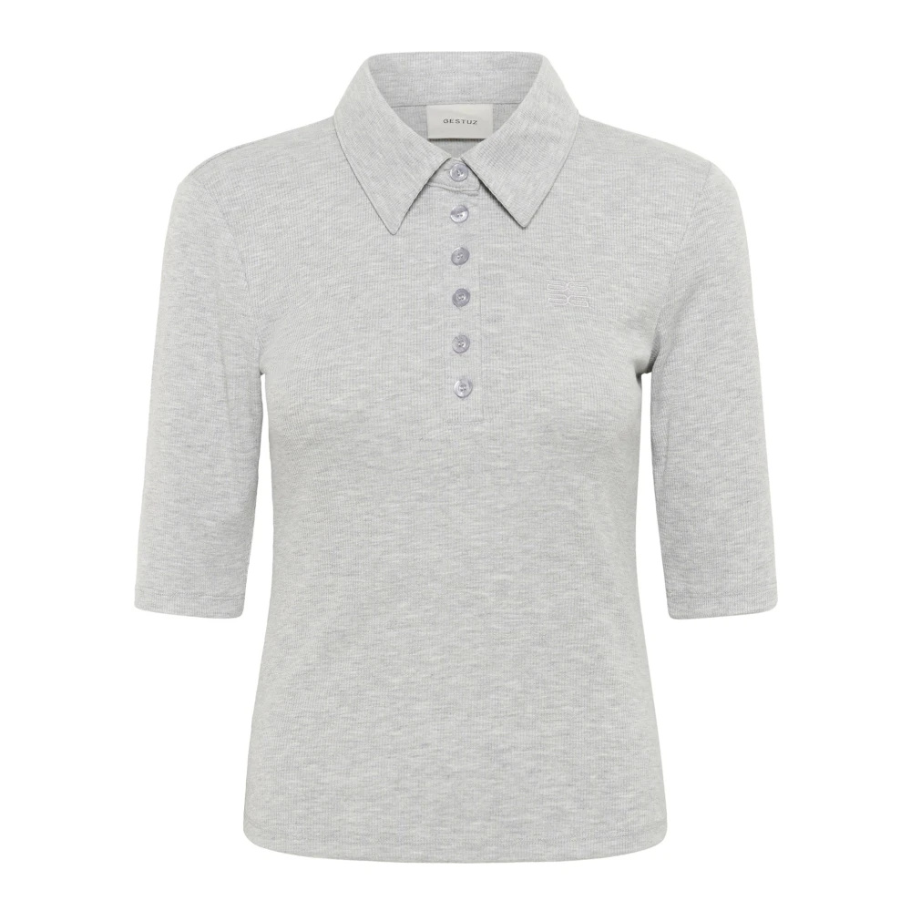 Gestuz Women's Gray Polo Shirts, Xs, Grey Melange Polo Top
