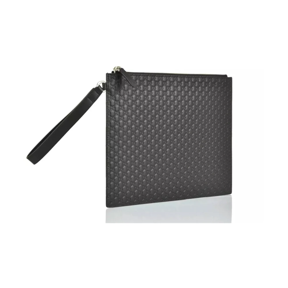 Gucci Microsima Strap Clutch Bag Black Heren