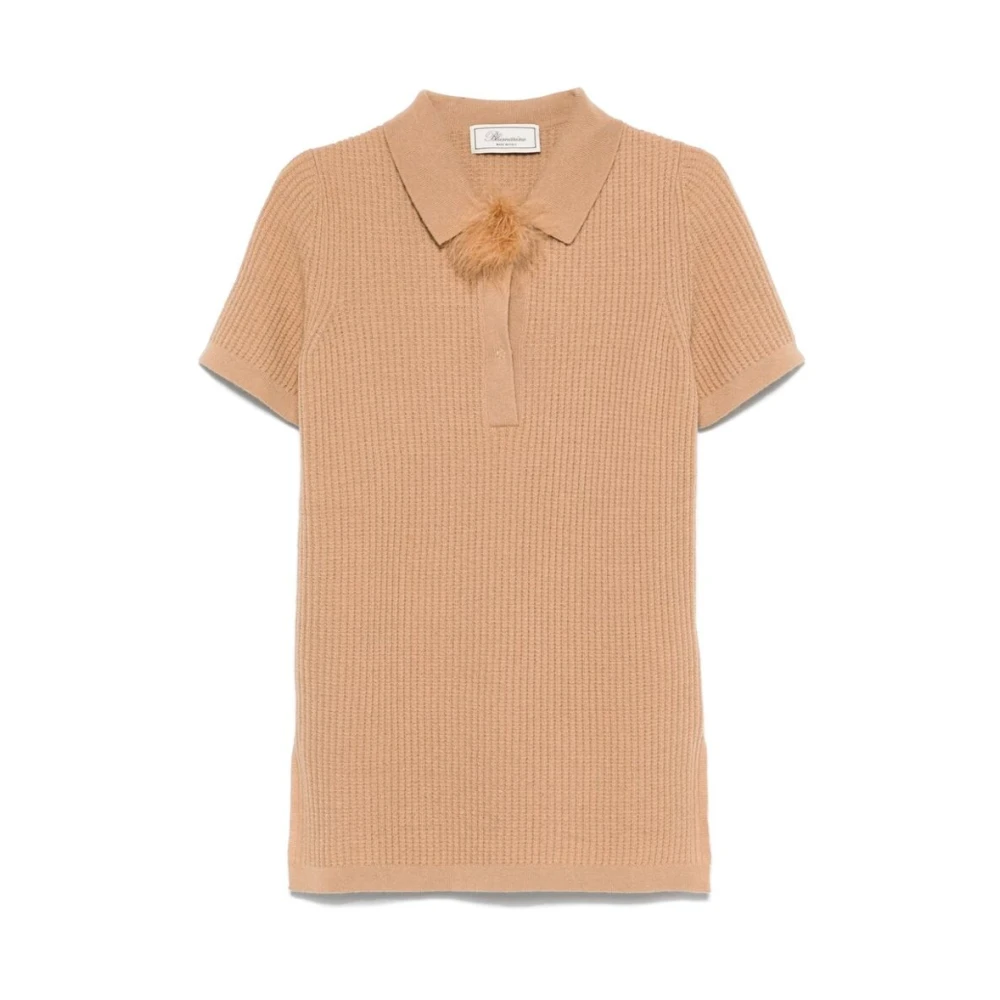 Blumarine Veren Detail Gebreide Trui Brown Dames