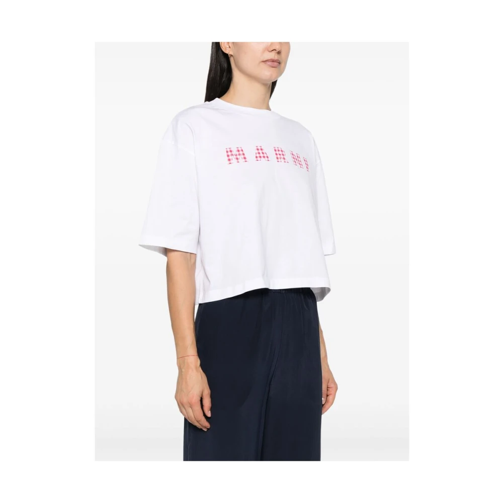 Marni Gingham Check Jersey T-shirt White Dames
