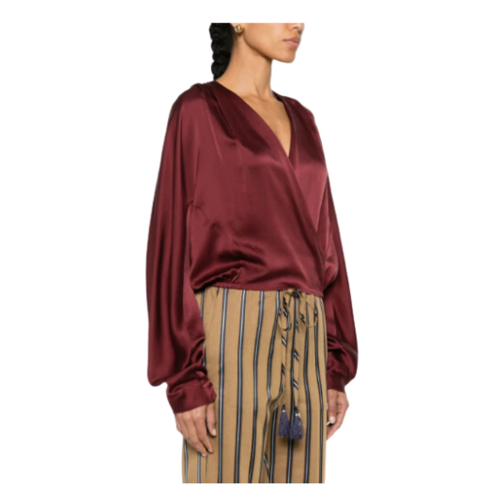 Forte Bordeaux Zijden Wrap Blouse Brown Dames