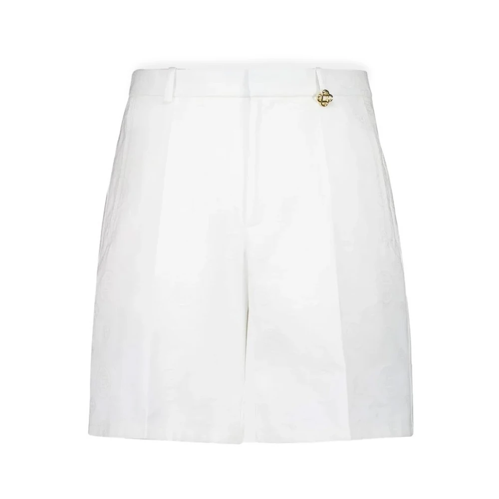 Casablanca Men's White Casual Shorts, M, Monogram Cotton Shorts