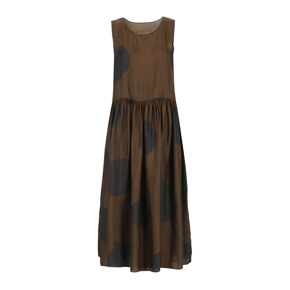 UMA Wang Mouwloze jurk met contrasterende kleuren Brown Dames
