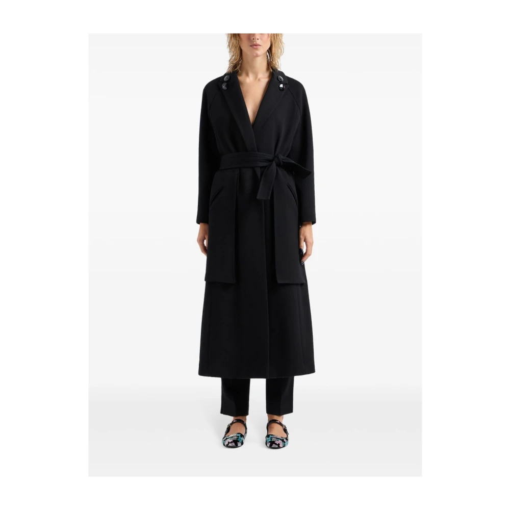 Giorgio Armani Zwarte Wollen Broek met Decoratieve Knopen Black Dames