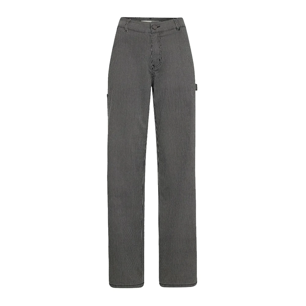 Sofie Schnoor Gray Wide Trousers, Female, Xl, Black Stripe Stylish Snos521