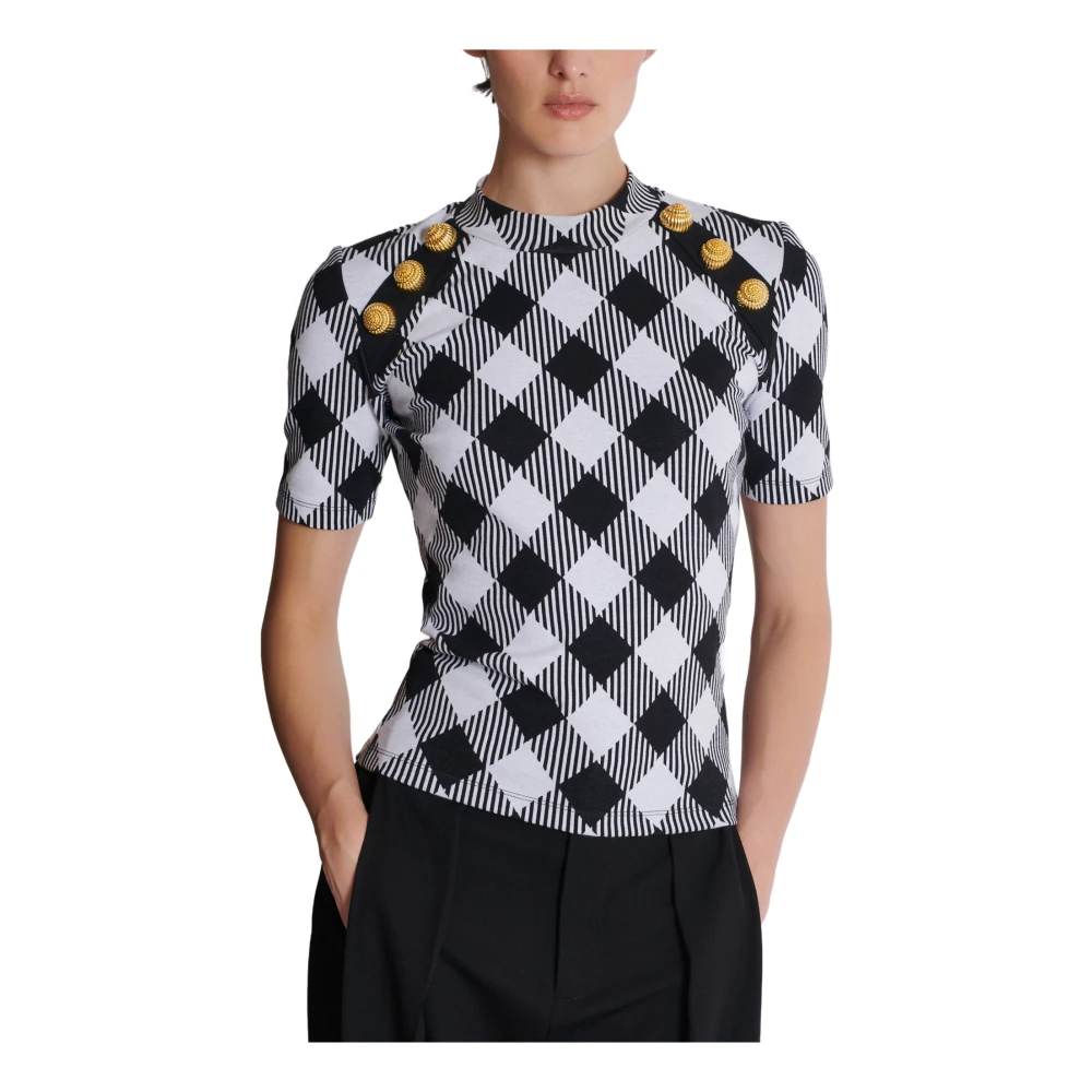 Balmain Gingham knoop T-shirt Multicolor Dames