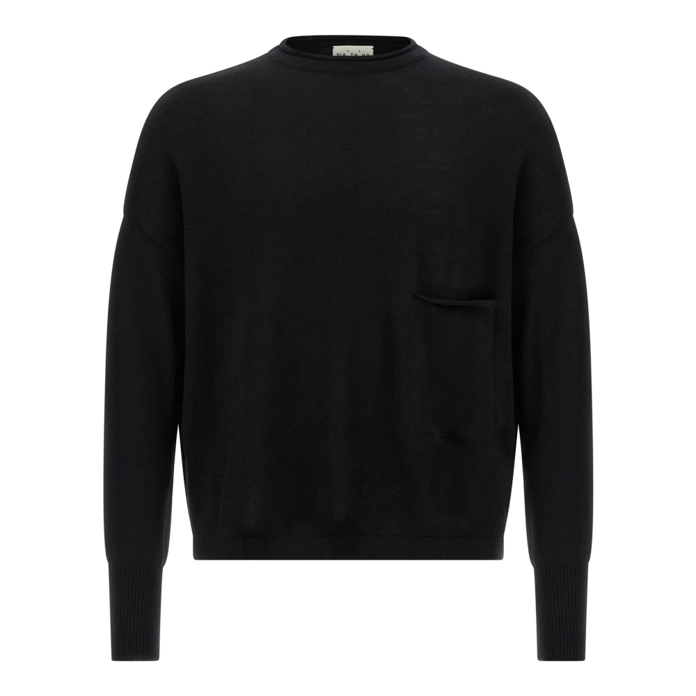 Ma'ry'ya Homme Noir Pulls, Taille: L Wool Sweater