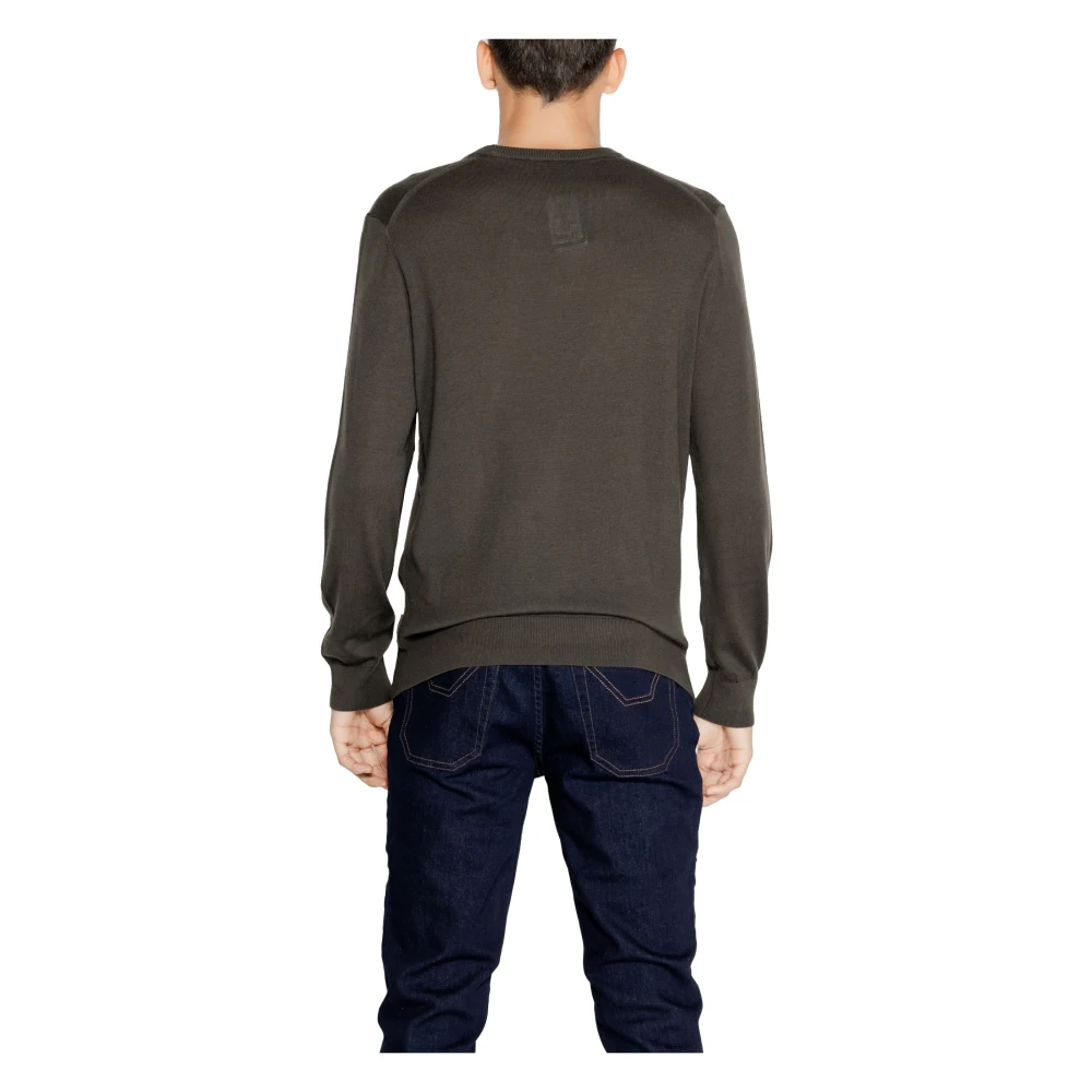 Armani Exchange Bruine Wollen Trui Lange Mouwen Ronde Hals Brown Heren