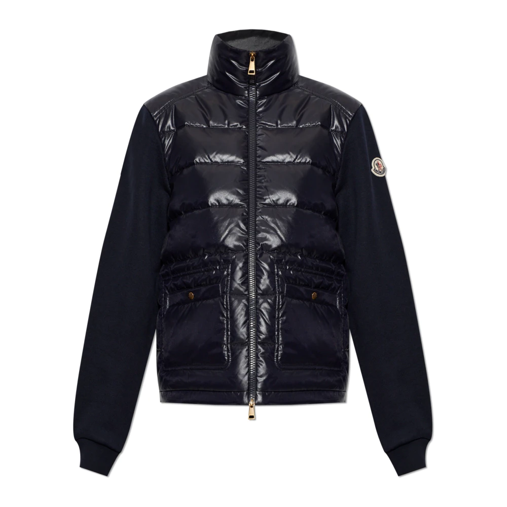 Moncler Quilted Front Sweatshirt - Female - Zip-Throughs - Blue - S - Sweatshirts & Hoodies
