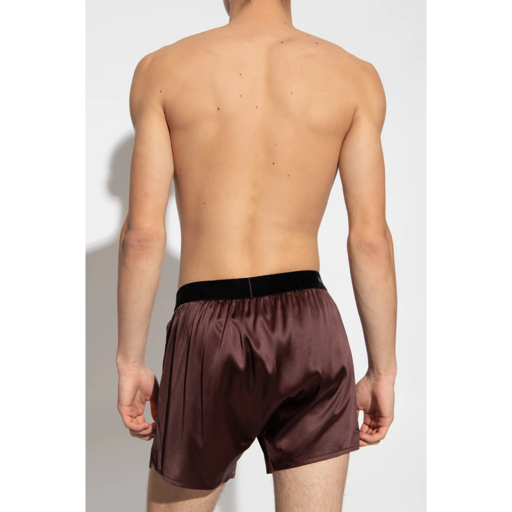 Tom Ford Zijden boxershorts met logo Brown Heren